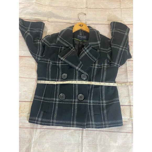 Banana Republic Women's Wool Blend Plaid Crop Short Sleeve Coat - Small - Picture 10 of 16